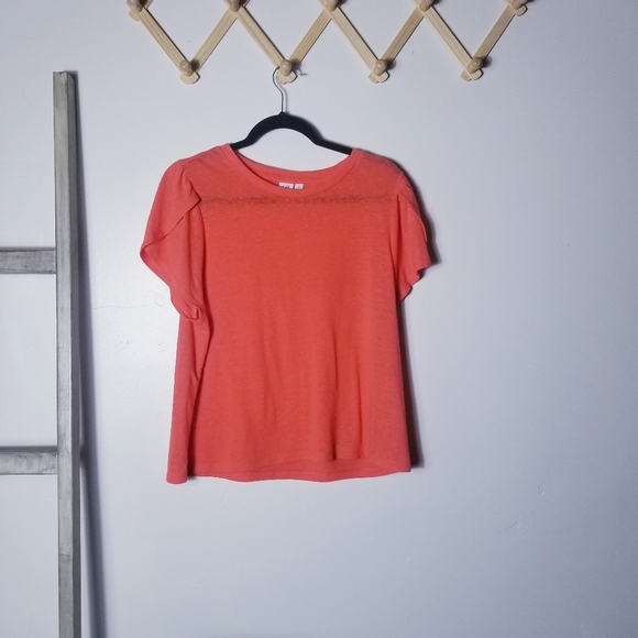 GAP Tops - GAP WOMEN'S SHORT SLEEVE ORANGE BLOUSE SIZE LARGE